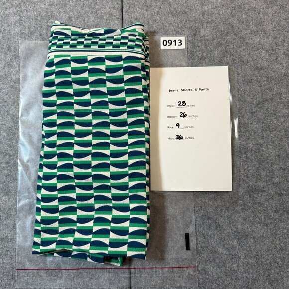 Max Studio Pants Womens Medium Green Geometric Bubble Crepe Side Border Mid Rise - Picture 9 of 9